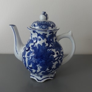 Seymour Mann Blue and White Porcelain Teapot