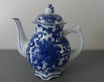 Seymour Mann Blue and White Porcelain Teapot