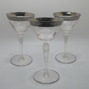 Tiffin Franciscan Athens Diana clear Champagne Goblets Set of Three