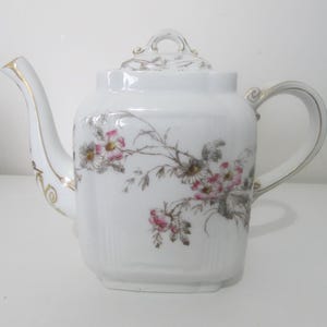 Antique Charles Field Haviland Limoges Floral Teapot with Lid