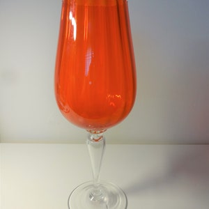 Vintage Orange / Glass Clear Stem Oversized Wine Glass Vase