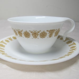 Corelle Gold Butterfly Coffee Cup and Saucer