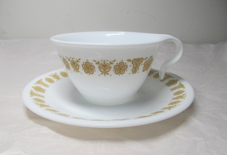 Corelle Gold Butterfly Coffee Cup and Saucer Etsy