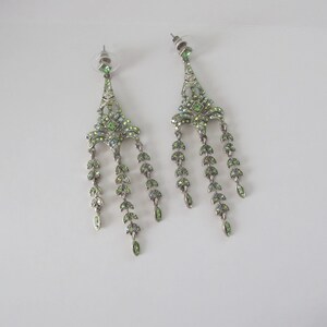 Vintage Lime Green Chandelier Style Pierce Earrings image 2