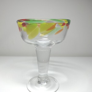 Vintage Mexican Hand Blown Confetti  Margarita Glasses