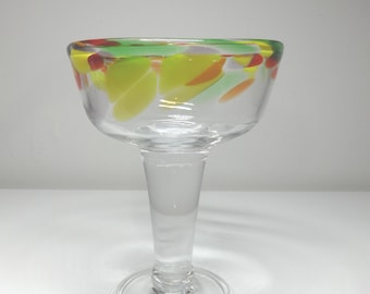Bicchieri da Margarita con coriandoli soffiati a mano in stile messicano vintage
