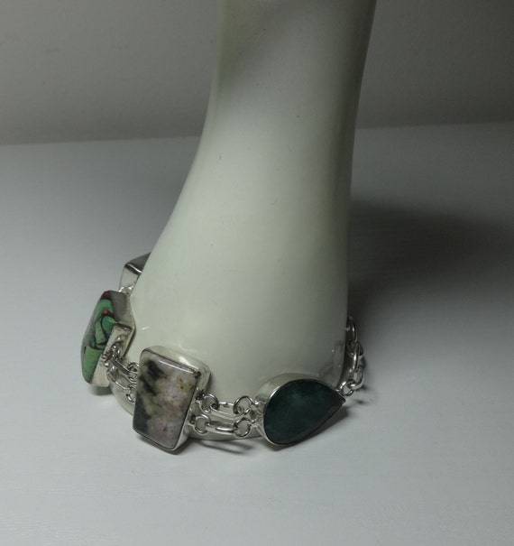 Vintage Assorted Stones Mexican Sterling Silver B… - image 6