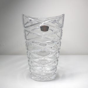 Vintage Hand Cut Polonia Lead Crystal 24% PbO Triangle Shape Vase