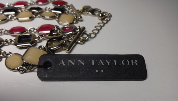 Vintage Ann Taylor Silver Tone Three Strands Mosa… - image 4