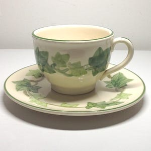 Vintage Ivy Leaves Franciscan Ceramic Teacup and Saucer Made in USA