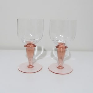 Rare Vintage Rose Stem Large Goblets Set of Two (2)