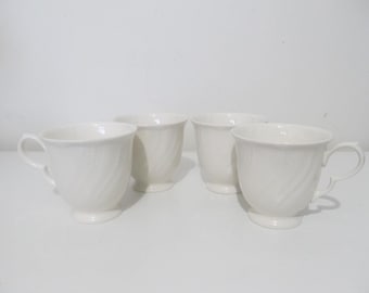 Nikko Tableware Blossom Time White Satin Teacups Set of Four (4)