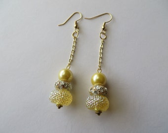 Handcrafted Gold Tone Beaded Earrings