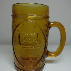 Vintage Embossed Liberty Bell 1776 Amber Beer Glass / Stein