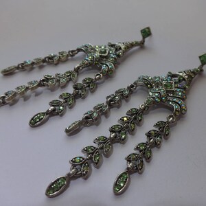 Vintage Lime Green Chandelier Style Pierce Earrings image 3