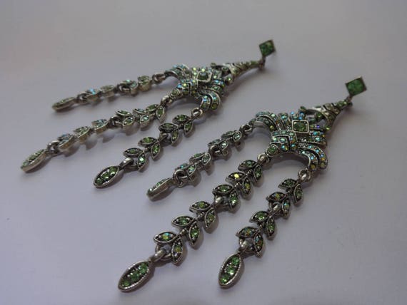 Vintage Lime Green Chandelier Style Pierce Earrings Image 0
