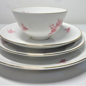 Furstenberg German Porcelain Floral Pattern Four Piece Dinnerware