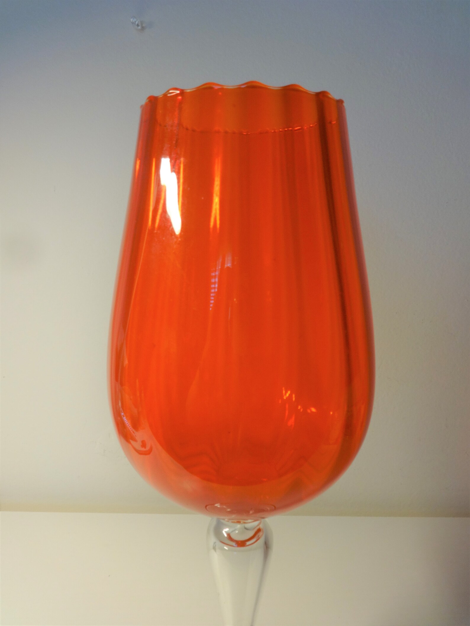 Vintage Orange / Glass Clear Stem Oversized Wine Glass Vase Etsy