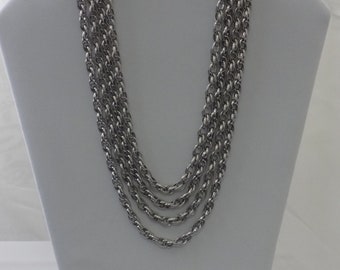 Coro Silver Tone Four Strands Necklace