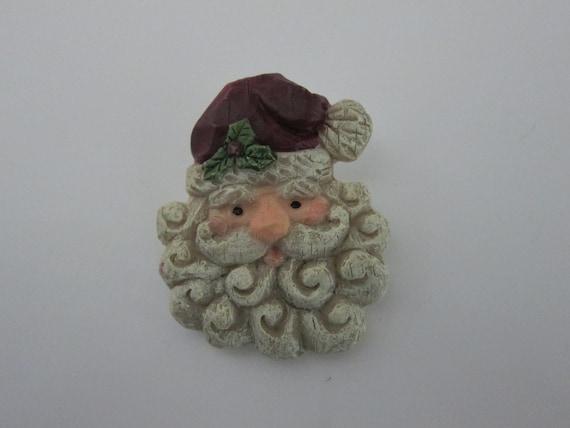 Vintage Santa Claus Face Brooch - image 1