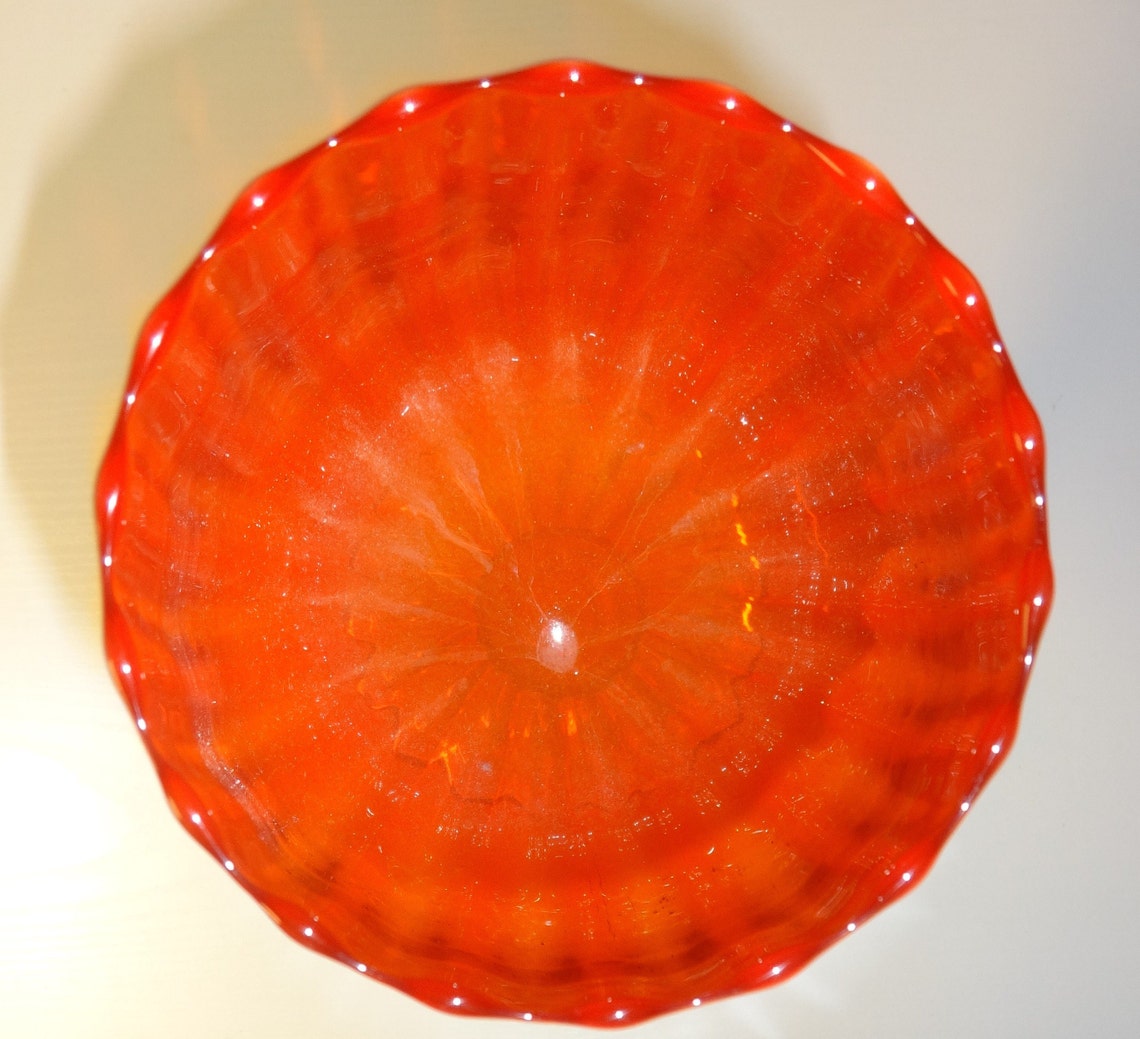 Vintage Orange / Glass Clear Stem Oversized Wine Glass Vase Etsy