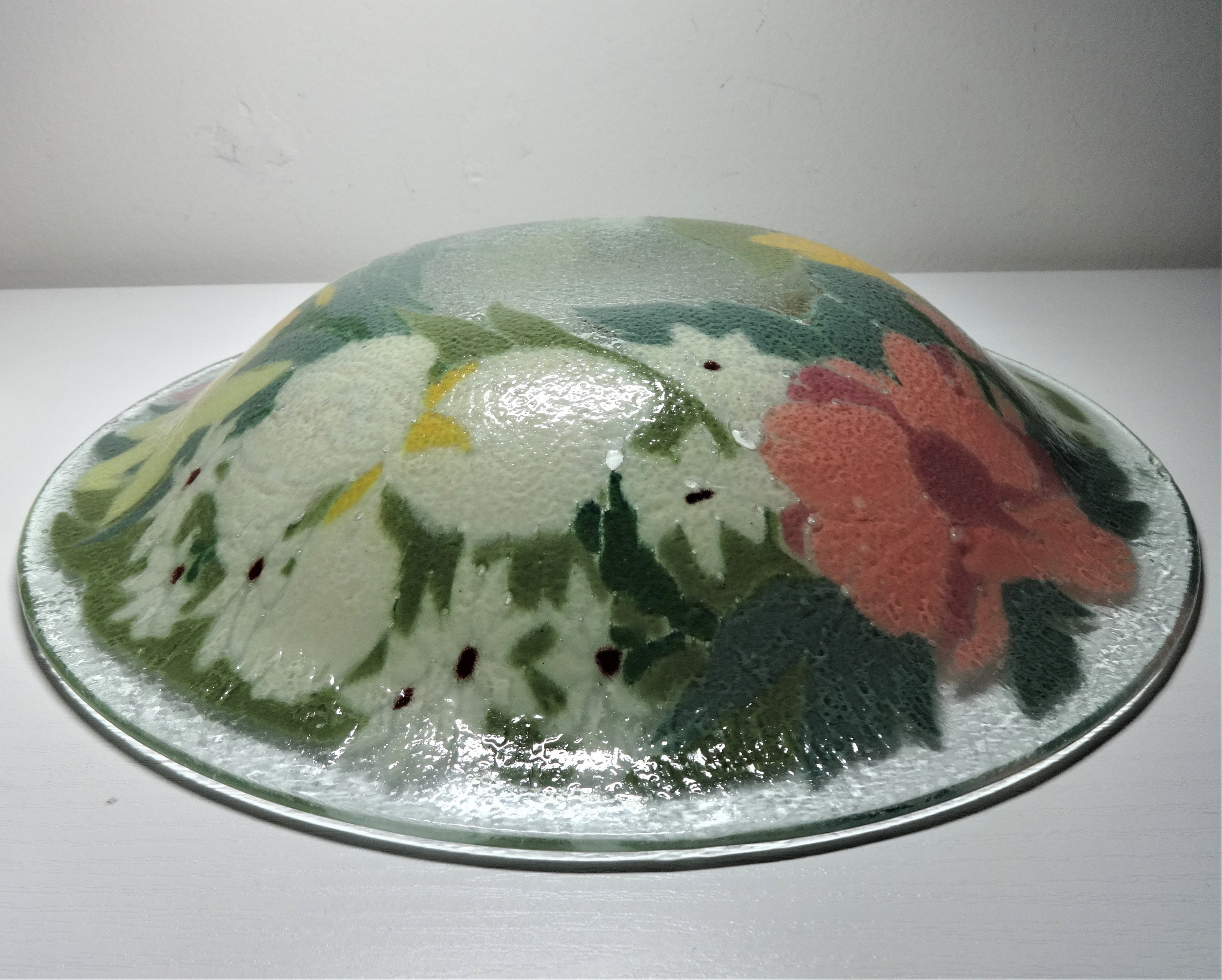 Peggy Karr ペギーカー フュージドガラス プレート アジサイ 皿 Peggy Karr Fused Glass Floral Plate Signed - Etsy Hong Kong