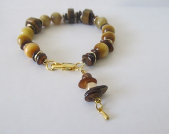 Tiger Eye Hexagon & Round Beads with Charm #tigereye #beads #charm