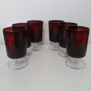 Luminarc Arcoroc France Ruby Red Wine Glasses Set of Six (6)