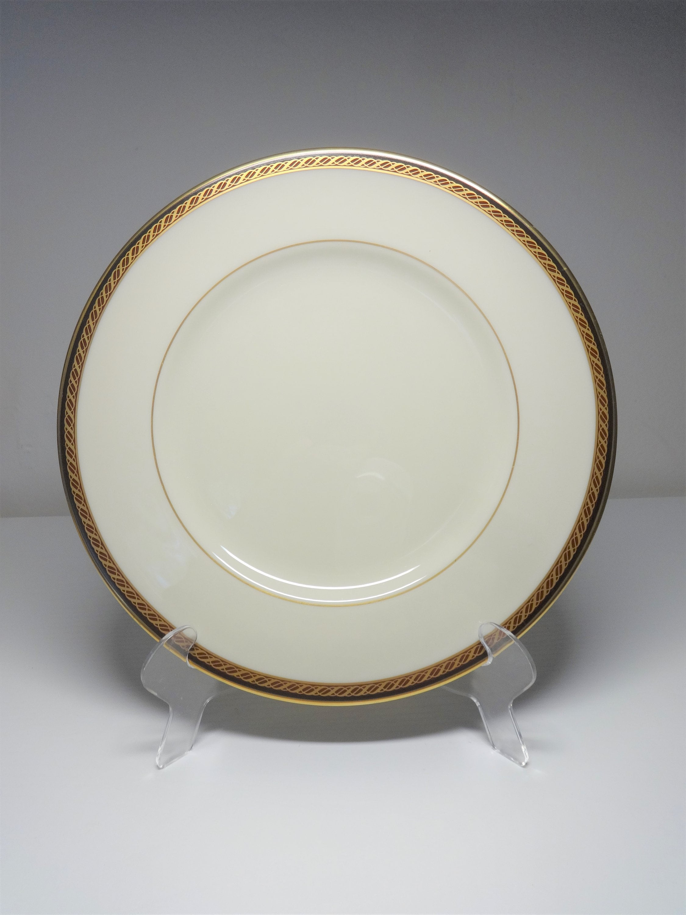 Vintage Lenox Porcelain Monroe Black and Gold Trim Salad Plate