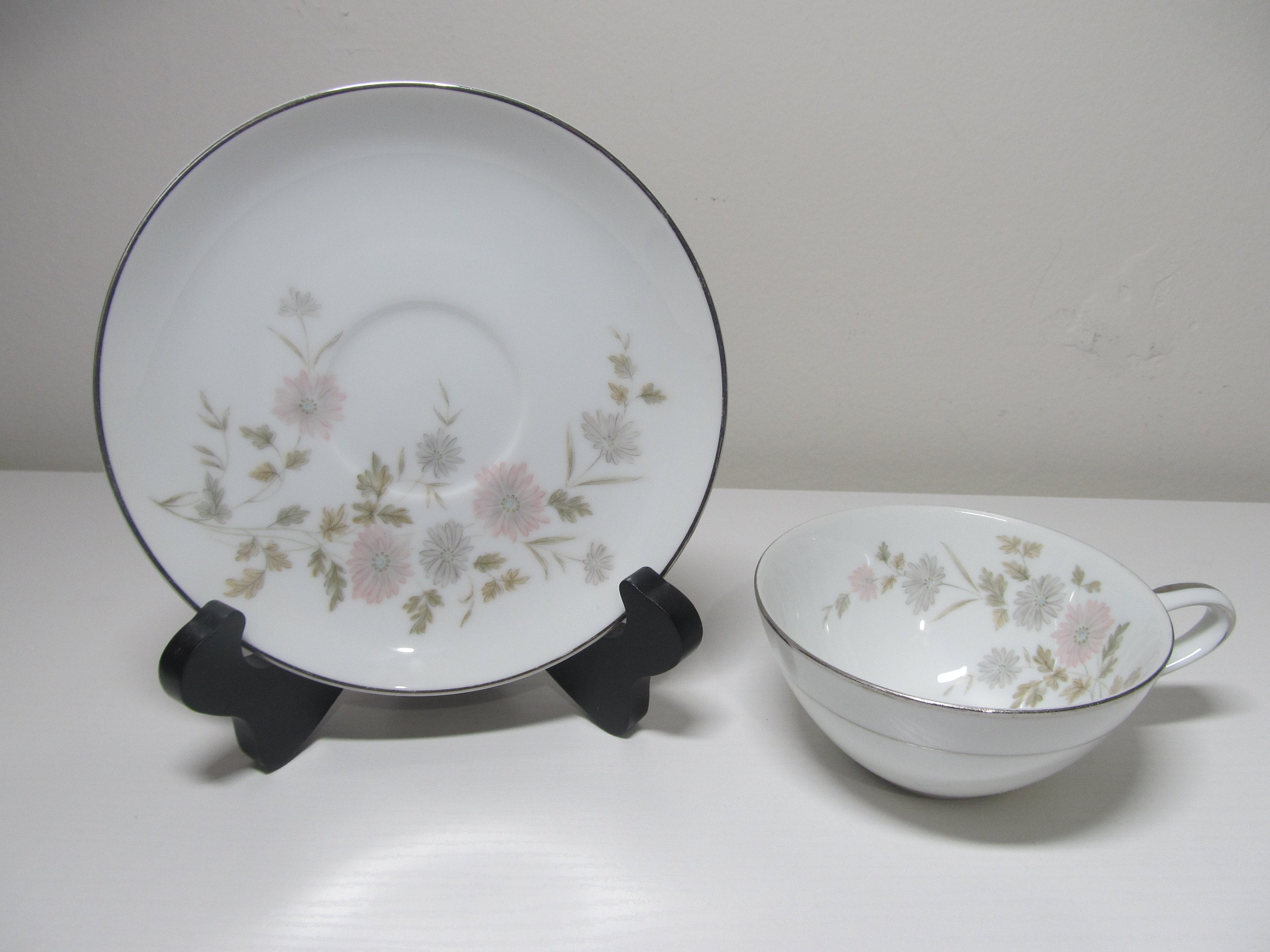 Vintage 1955 Porcelain Noritake Barbara 6009 Silver Trim Floral