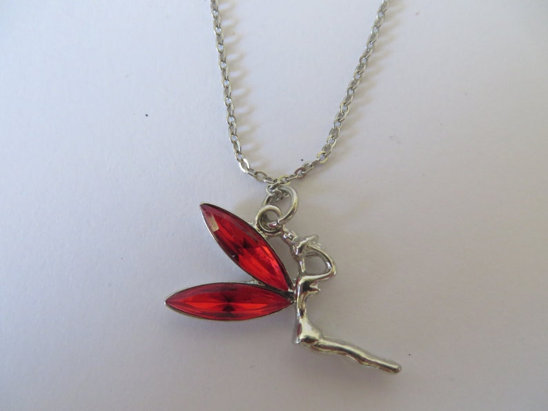 Disney Motif Vintage Silver Tone Tinkerbell Pendant Necklace