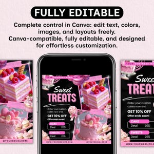 Bakery Flyer, Cake Flyer, Sweet Treats Dessert Flyer, DIY Flyer Template Design, Bake Shop Flyer, Baking Sale Flyer, Canva Editable