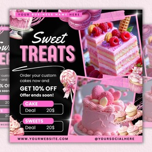 Bakery Flyer, Cake Flyer, Sweet Treats Dessert Flyer, DIY Flyer Template Design, Bake Shop Flyer, Baking Sale Flyer, Canva Editable