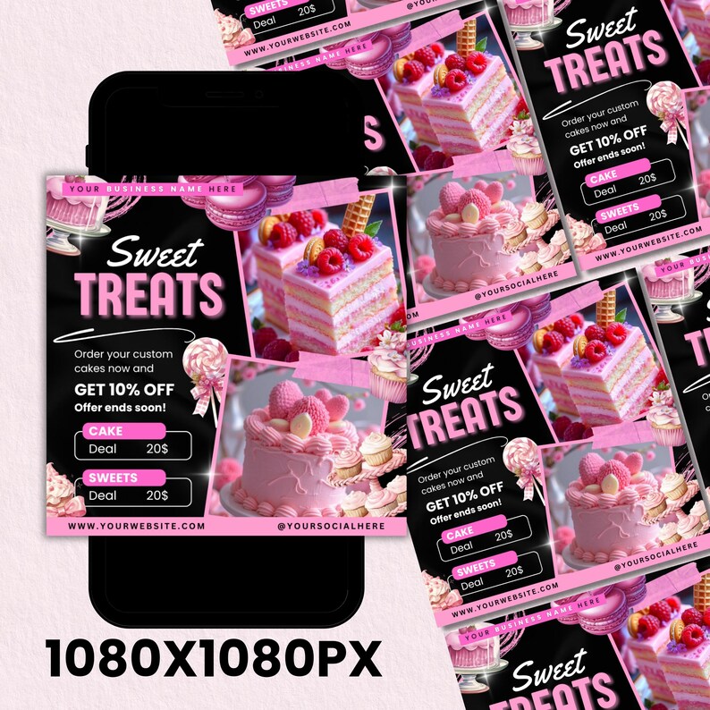 Bakery Flyer, Cake Flyer, Sweet Treats Dessert Flyer, DIY Flyer Template Design, Bake Shop Flyer, Baking Sale Flyer, Canva Editable