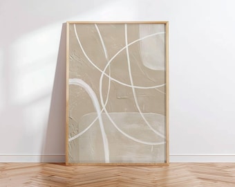 Minimalist Abstract Wall Art Neutral Line Texture Modern Living Room Decor