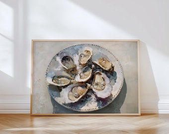 Impressionist Oyster Painting Coastal Kitchen Wall Art (Digital Download)