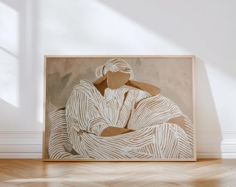 Abstract Figure Wall Art Neutral Modern Woman Portrait Living Room Decor