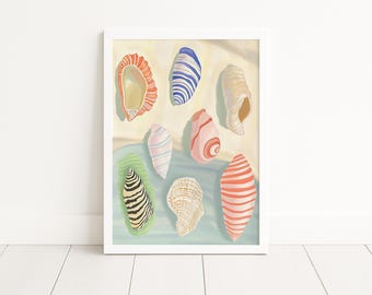 Coastal Shell Wall Art Seashell Beach House Decor Print