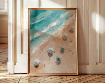 Coastal Beach Wall Art Abstract Ocean View Aerial Seascape Living Room Decor