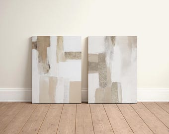 Neutral Abstract Art Set: Beige Textured Modern Living Room Decor (Digital Download)