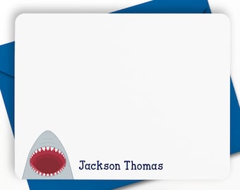 Shark Stationery, Shark Note Cards, Personalized Note Cards for Kids, Children Stationery, Kids Thank You Cards, Shark Notecards