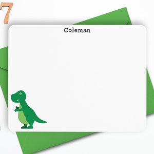 Dinosaur Stationery, Personalized Kids Flat Note Cards, Dinosaur Note Cards, Kids Thank You Cards, Children Stationery, Kids Stationery image 1