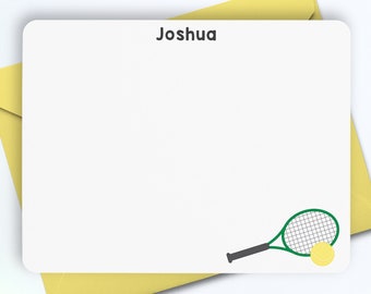 Tennis Stationery, Tennis Note Cards, Personalized Flat Notecards for Kids, Kids Stationery, Thank You Card, Sports Stationery