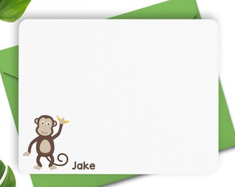 Monkey Stationery, Monkey Note Cards, Personalized Note Cards for Kids, Kids Thank You Cards, Kids Stationery, Monkey Note Cards