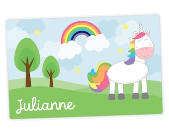 Unicorn Placemat, Unicorn Personalized Placemat for Kids, Laminated Activity Placemat, Custom Handwriting Placemat, Kids Name Place Mat
