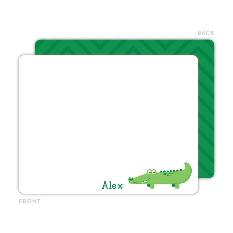 Alligator Stationery, Alligator Note Cards, Personalized Flat Note Cards for Kids, Children Stationery, Kids Thank You Cards, Gator Notecard image 2