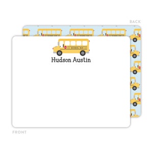 School Bus Stationery, School Bus Note Cards, Personalized Flat Note Cards, School Bus Notecards, Children Stationery, Kids Thank You Cards image 2