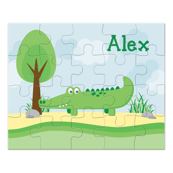 Alligator Puzzle Personalized Puzzle For Kids Jigsaw Puzzle Children Puzzles Personalized Name Puzzle 8x10 Puzzle 20 Pieces By Tickled Peach Studio Catch My Party