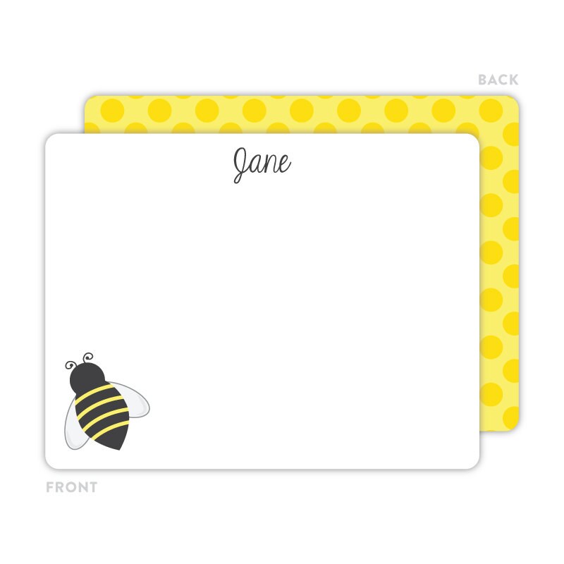 Bee Note Cards Personalized Flat Note Cards Honey Bee Etsy