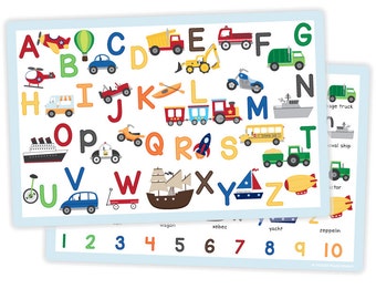 Transportation Alphabet Placemat - Placemat for Kids - Childrens Placemat - Educational Placemat - Laminated